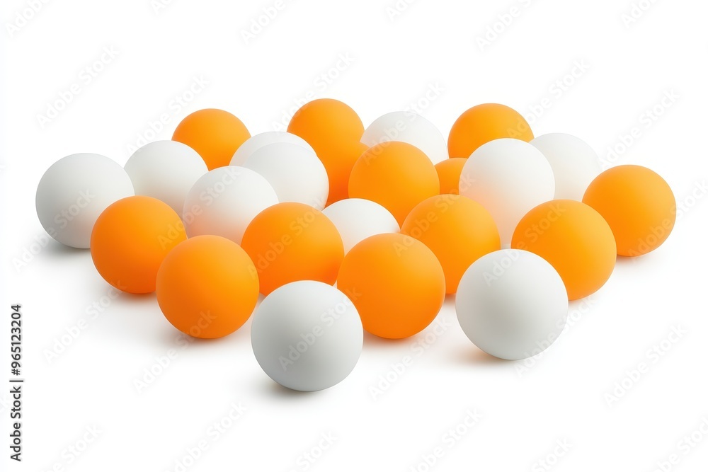White and orange ping pong balls isolated on white background White and orange ping pong balls isolated on white background
