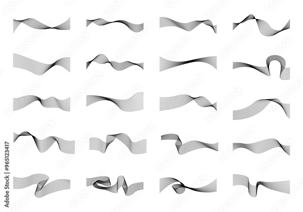 Minimalist Abstract Line Wave Set Minimalist Abstract Line Wave Set