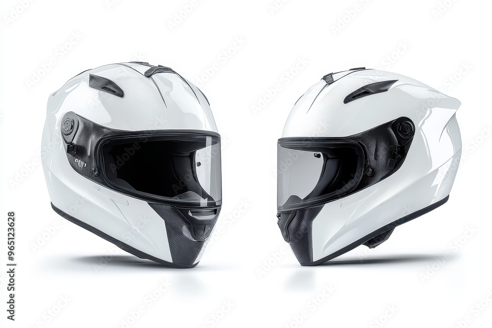 White carbon crash helmet for motorsport safety concept White carbon crash helmet for motorsport safety concept