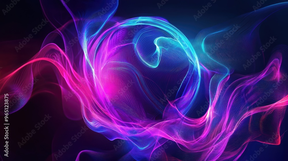 Glowing Abstract Background with Futuristic Blue Lights and Fractal Patterns Glowing Abstract Background with Futuristic Blue Lights and Fractal Patterns