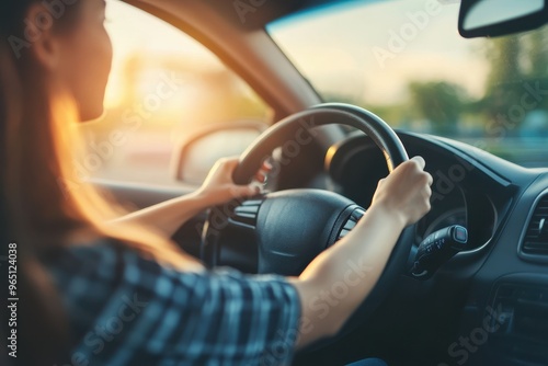 Wallpaper Mural Woman driving car Transportation concept Torontodigital.ca