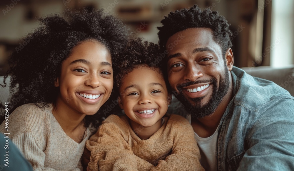A happy black colored family with two children sitting on the sofa at home, laughing and playing together in the living room. High-quality, realistic photograph. A happy black colored family with two children sitting on the sofa at home, laughing and playing together in the living room. High-quality, realistic photograph.