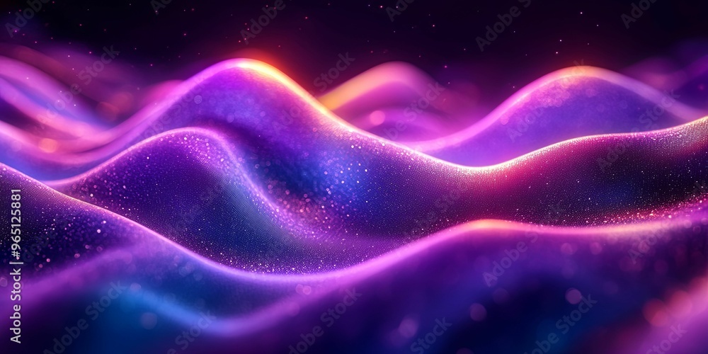 Abstract Purple and Blue Wavy Landscape with Glitter Abstract Purple and Blue Wavy Landscape with Glitter