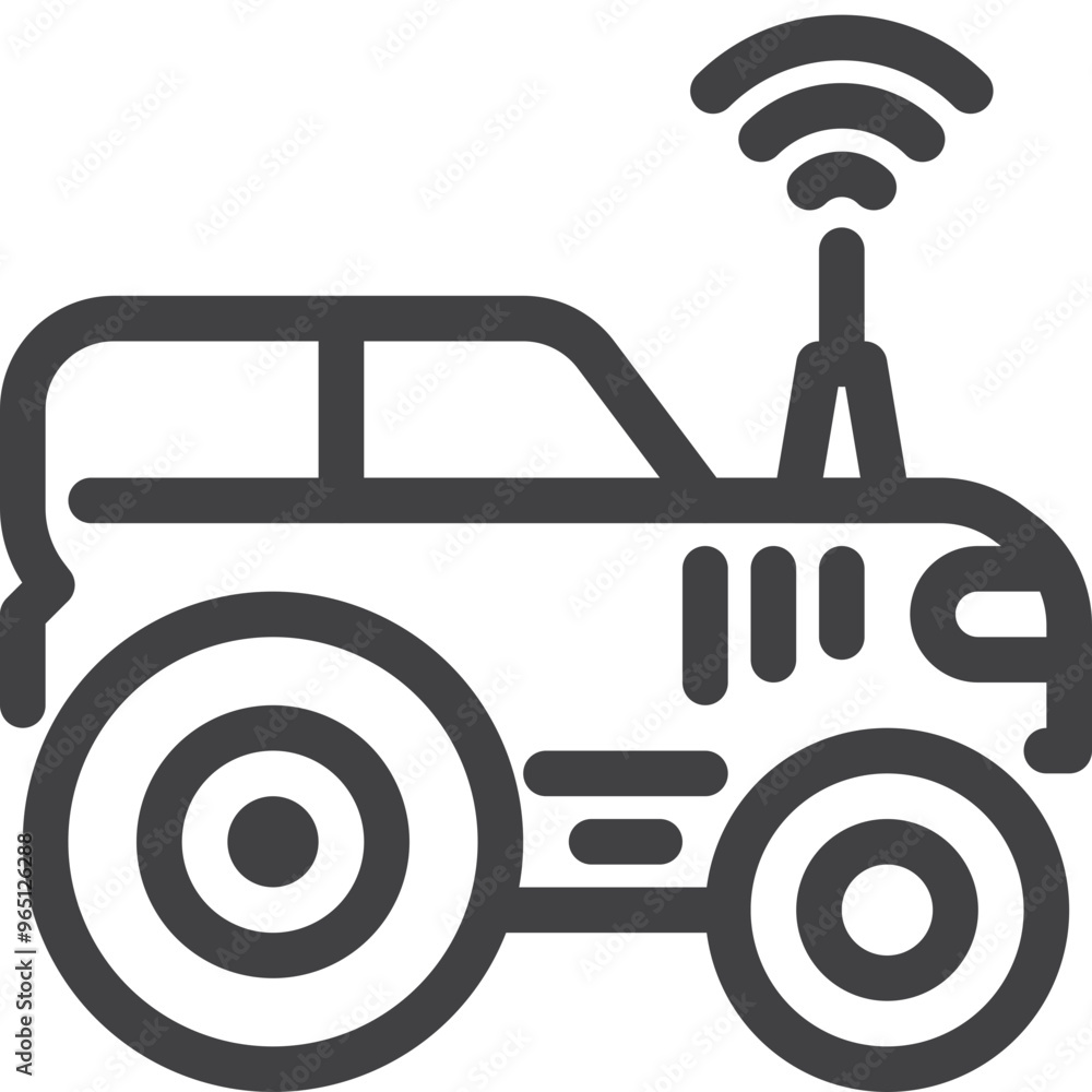 Simple vector car toy robot outline icon on white background Simple vector car toy robot outline icon on white background