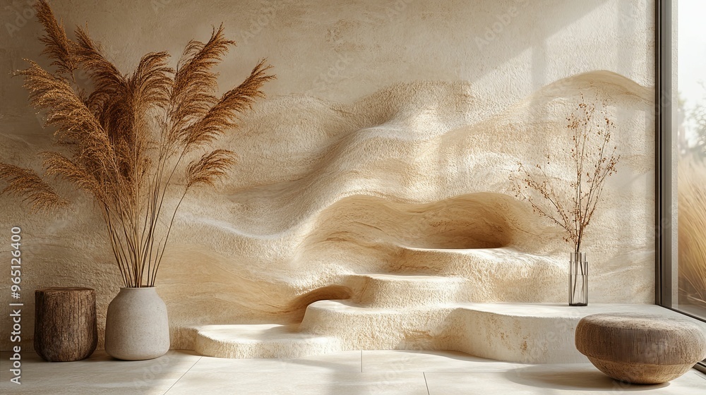 Minimalist Interior Design with Earthy Tones and Textured Walls Minimalist Interior Design with Earthy Tones and Textured Walls