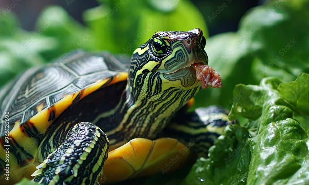Close-up of a turtle eating a piece of food Close-up of a turtle eating a piece of food