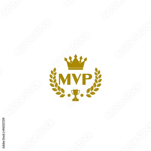 MVP gold medal award icon isolated on white background