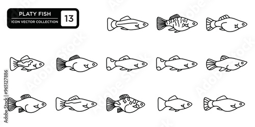Platy fish icon collection, editable and resizable vector icon templates.