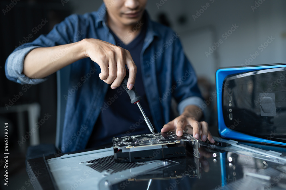 IT Engineer installing Hardware Equipment Development Facility Engineer Maintenance computer Motherboard Electronic repair shop technology business IT Engineer installing Hardware Equipment Development Facility Engineer Maintenance computer Motherboard Electronic repair shop technology business