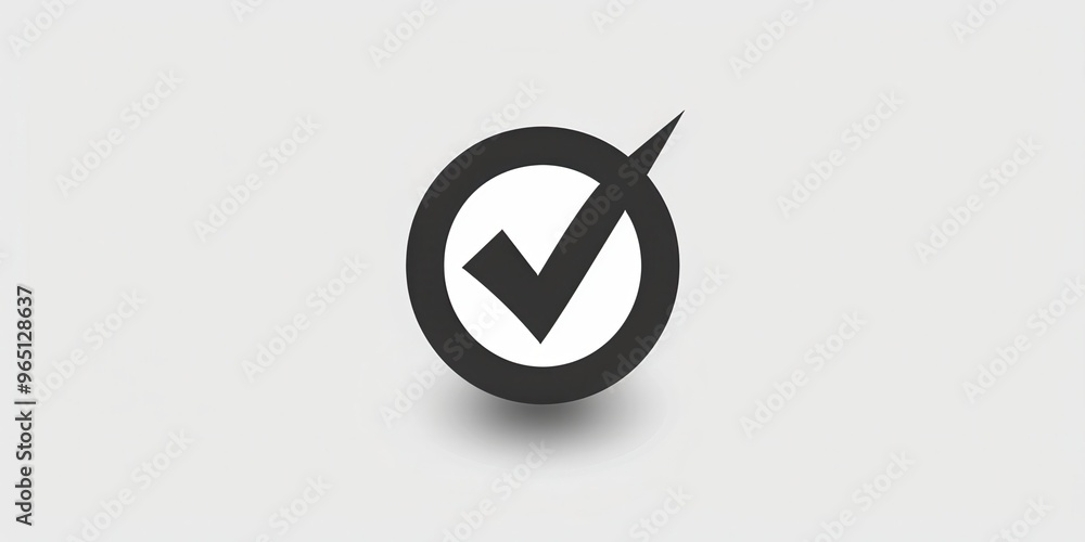 Dark silhouette of a check mark icon on a white background representing confirmation or approval in a simple design Dark silhouette of a check mark icon on a white background representing confirmation or approval in a simple design