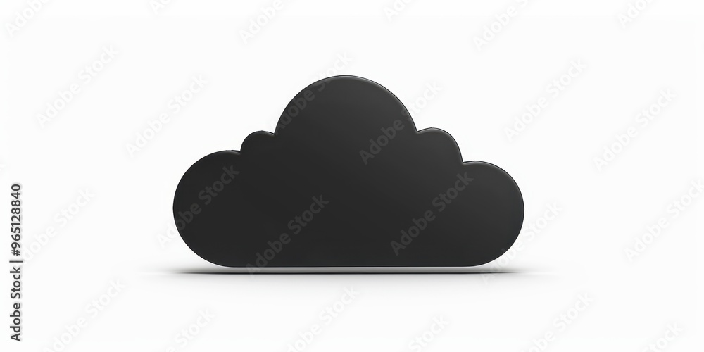 Dark silhouette of a cloud icon for cloud storage on a clean white background, symbolizing technology and data management Dark silhouette of a cloud icon for cloud storage on a clean white background, symbolizing technology and data management