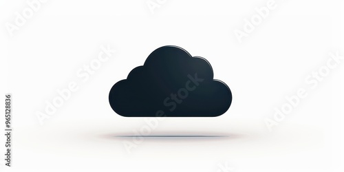 Dark silhouette of a cloud icon signifying cloud storage on an isolated white background for digital technology and data management