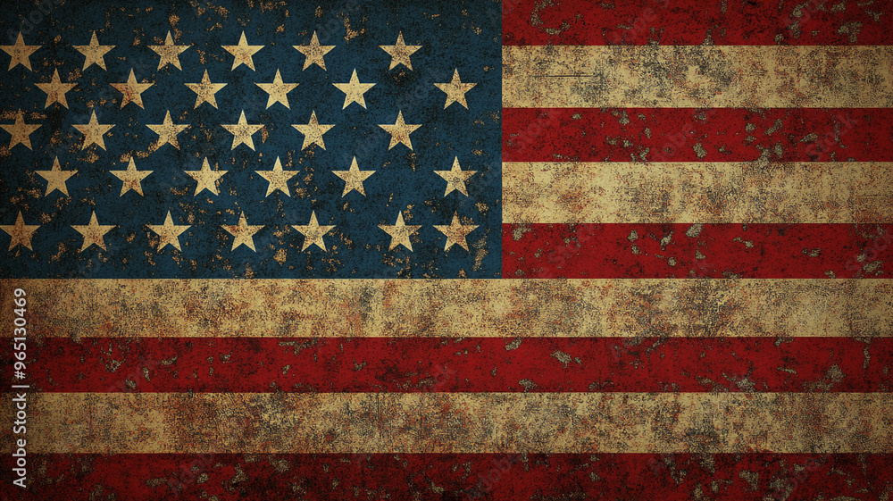 Weathered American flag illustration showcasing patriotism in a vintage style Weathered American flag illustration showcasing patriotism in a vintage style