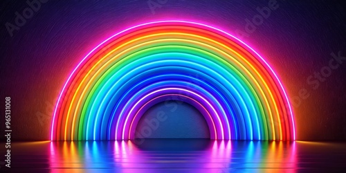 A dynamic palette features a gradient of neon hues, blending together to form a mesmerizing rainbow effect that
