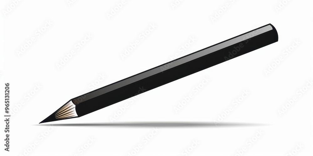 Dark silhouette of a pencil icon on a clean white background, perfect for editing or illustrating creative concepts Dark silhouette of a pencil icon on a clean white background, perfect for editing or illustrating creative concepts