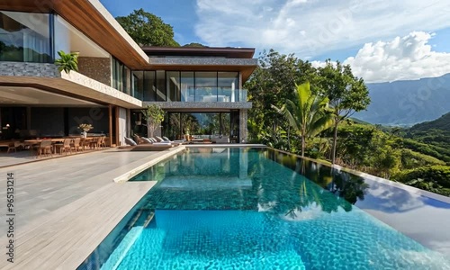 Wallpaper Mural Modern Luxury Villa with Infinity Pool and Mountain Views Torontodigital.ca