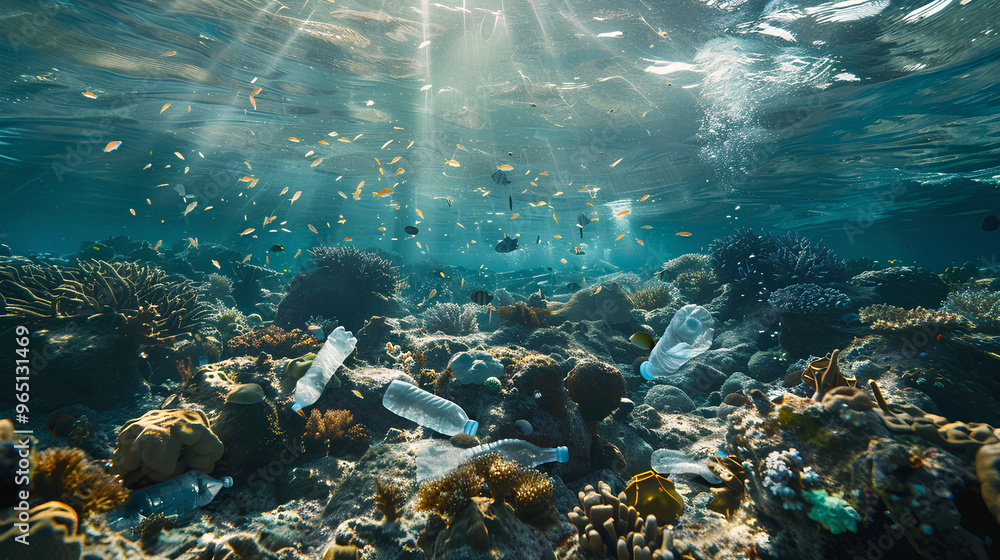 Fototapeta premium rubbish on the seabed