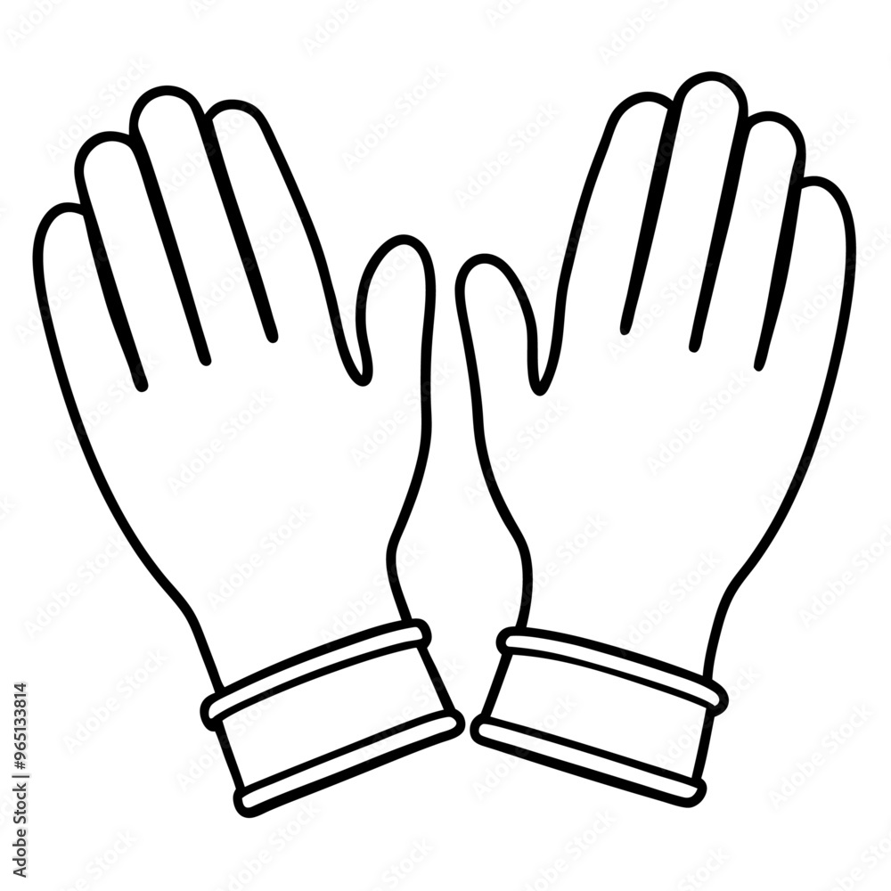 cutting gloves outline coloring book page line art illustration digital drawing cutting gloves outline coloring book page line art illustration digital drawing