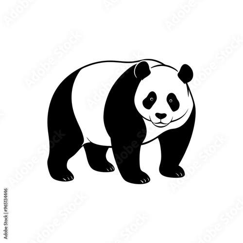 giant panda silhouette vector illustration sublimation