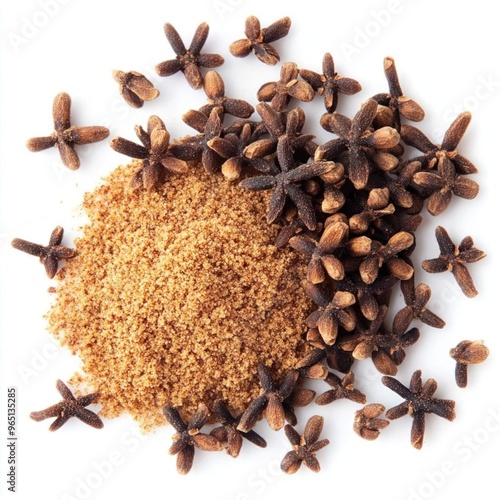 Wallpaper Mural Star anise and its ground powder on white background. Torontodigital.ca