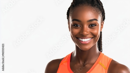 Smiling Young Woman in Casual Athletic Wear photo