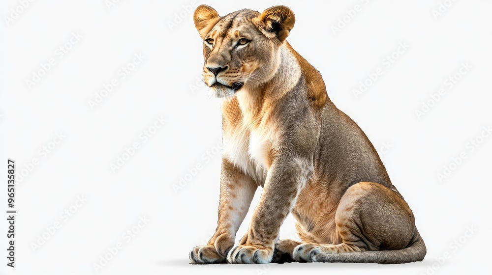 Obraz premium Seated Lioness with a Graceful Expression