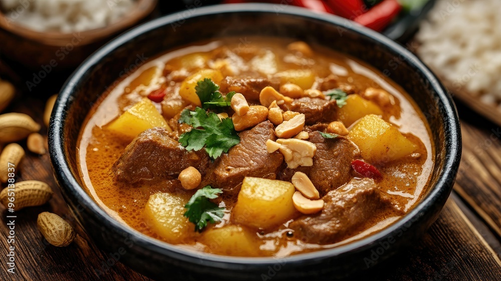 Massaman curry with beef, potatoes, and peanuts Massaman curry with beef, potatoes, and peanuts