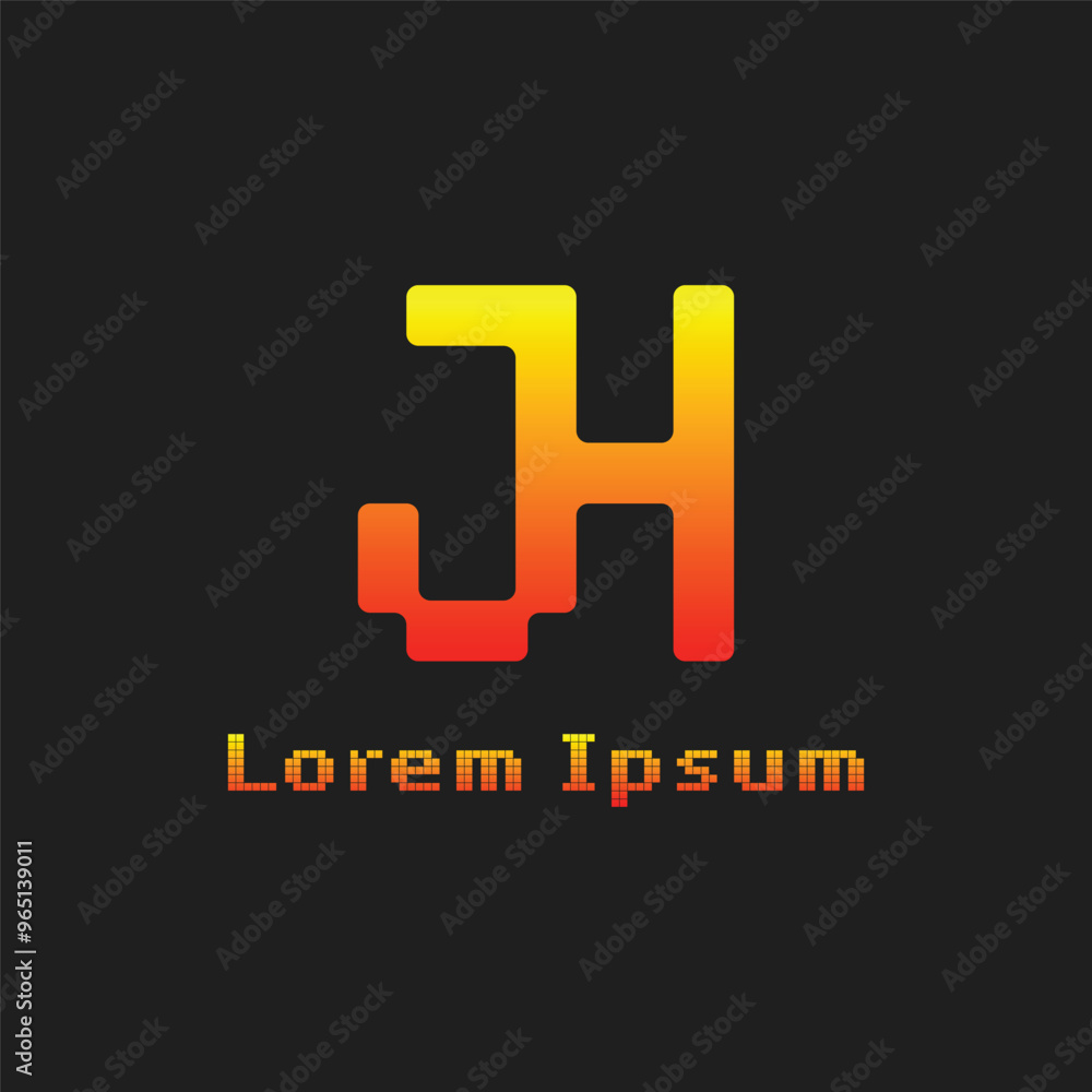 Letters JH Pixel Monogram Logo, suitable for any business with JH or HJ initials Letters JH Pixel Monogram Logo, suitable for any business with JH or HJ initials