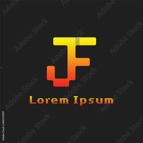 Letters JF Pixel Monogram Logo, suitable for any business with JF or FJ initials