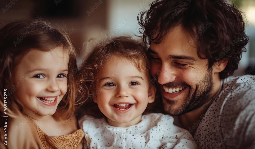 A happy family with two children sitting on the sofa at home, laughing and playing together in the living room. High-quality, realistic photograph. A happy family with two children sitting on the sofa at home, laughing and playing together in the living room. High-quality, realistic photograph.