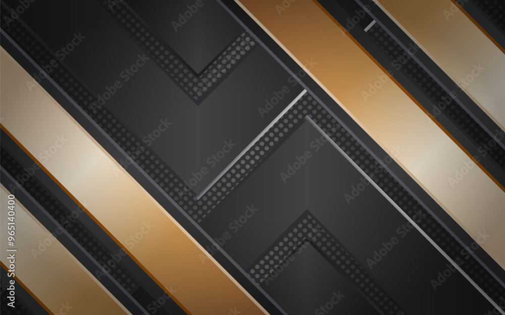 Black triangle and gold stripe with carbon texture decoration on a dark background Black triangle and gold stripe with carbon texture decoration on a dark background