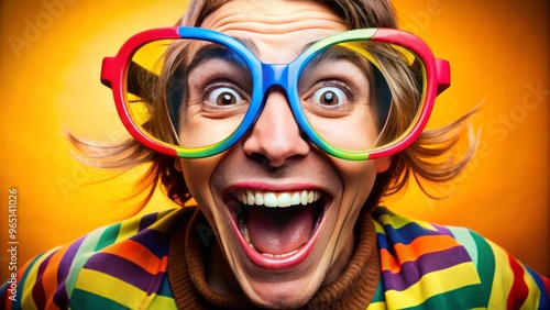 A pair of larger-than-life spectacles, adorned with vibrant hues and chunky details, converts a simple glance into a