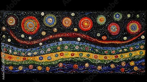 Abstract Mosaic Artwork with Colorful Circles