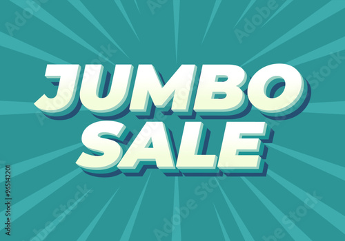 Jumbo sale. Text effect in modern colors with 3D style