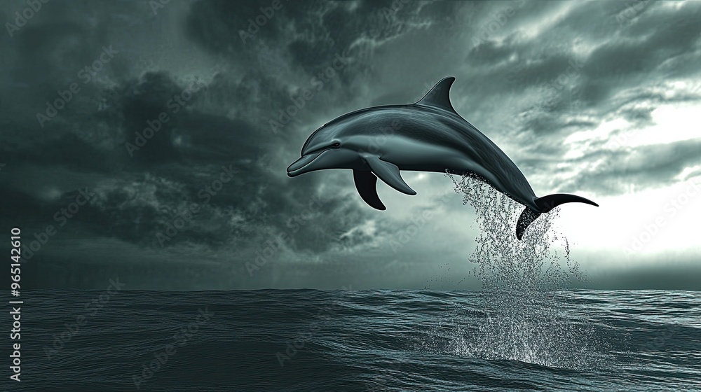 Playful dolphin jumping out of the water Playful dolphin jumping out of the water