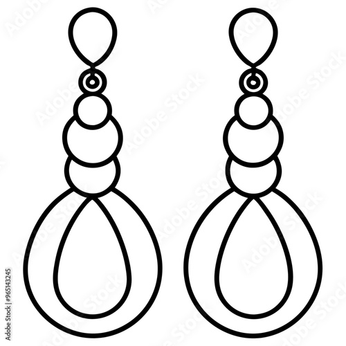 earrings outline coloring book page line art illustration digital drawing