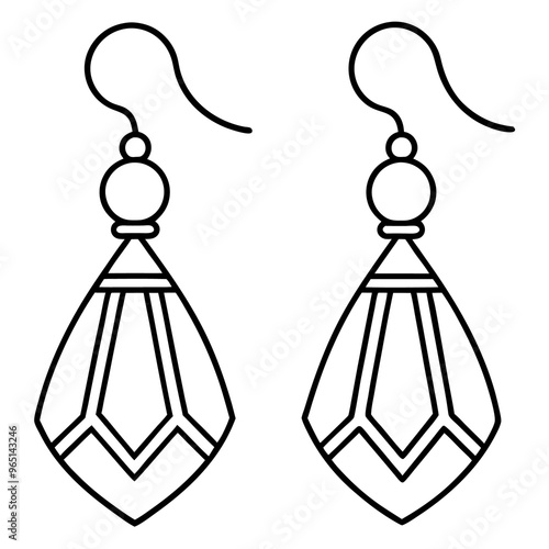 earrings outline coloring book page line art illustration digital drawing