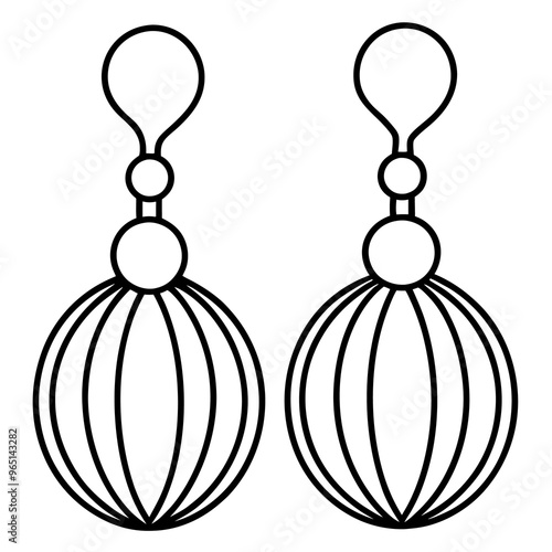 earrings outline coloring book page line art illustration digital drawing