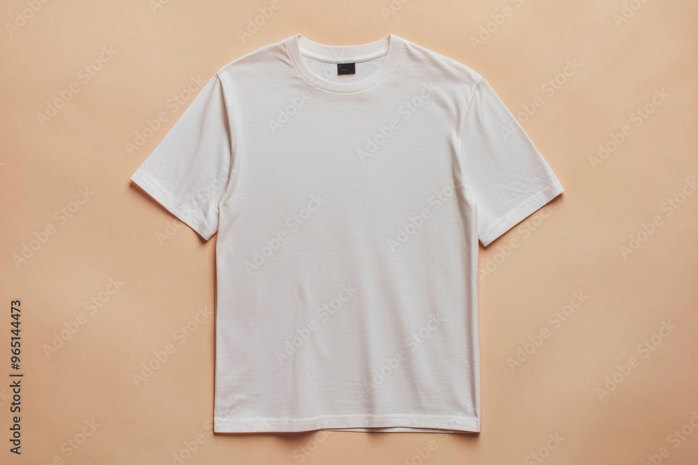 Simple Tshirt Flatlay mockup in beige background created with generative AI Simple Tshirt Flatlay mockup in beige background created with generative AI