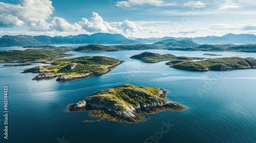 Scenic view of the Norwegian coastline with islands and skerries