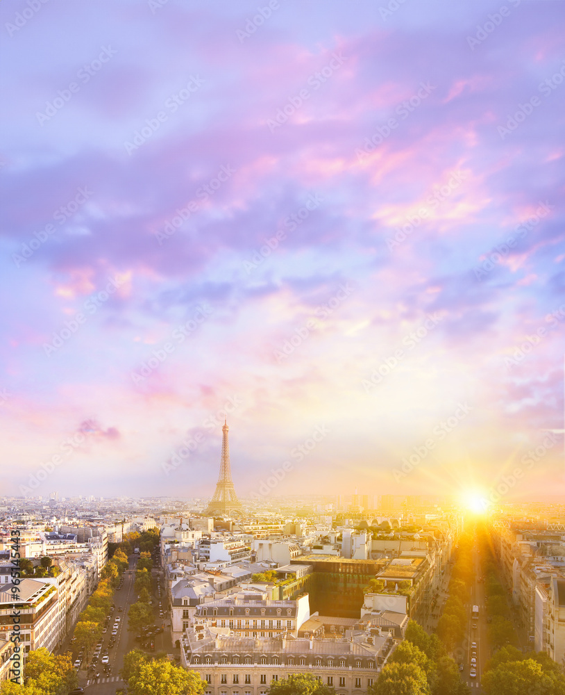 Fototapeta premium View of Eiffel tower and Paris.