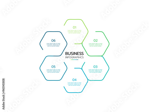 6 steps business infographic with icon for the presentation. can be used for process, presentations, layout, banner,infographic. vector illustration in flat style modern design. photo