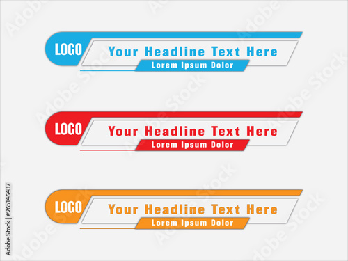 modern, clean vector colorful lower thirds set template.  