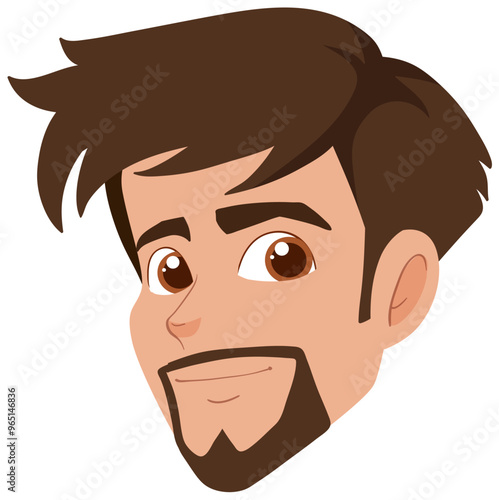 Smiling Cartoon Man with Beard