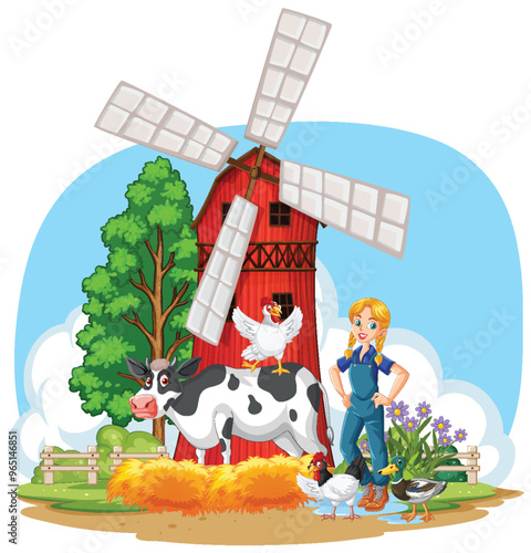 Farm Life with Windmill