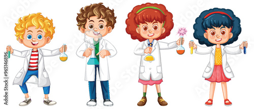 Young Scientists with Test Tubes