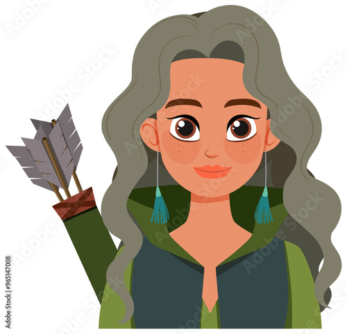 Elf Archer with Quiver of Arrows