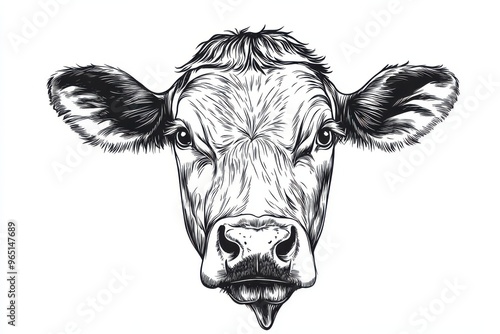 portrait of a cow of head on white
