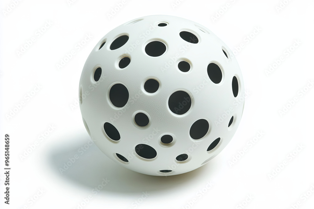White floorball ball with holes, isolated on a white background White floorball ball with holes, isolated on a white background