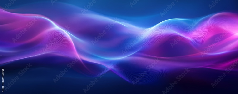 Abstract waves of blue and pink light on dark background Abstract waves of blue and pink light on dark background